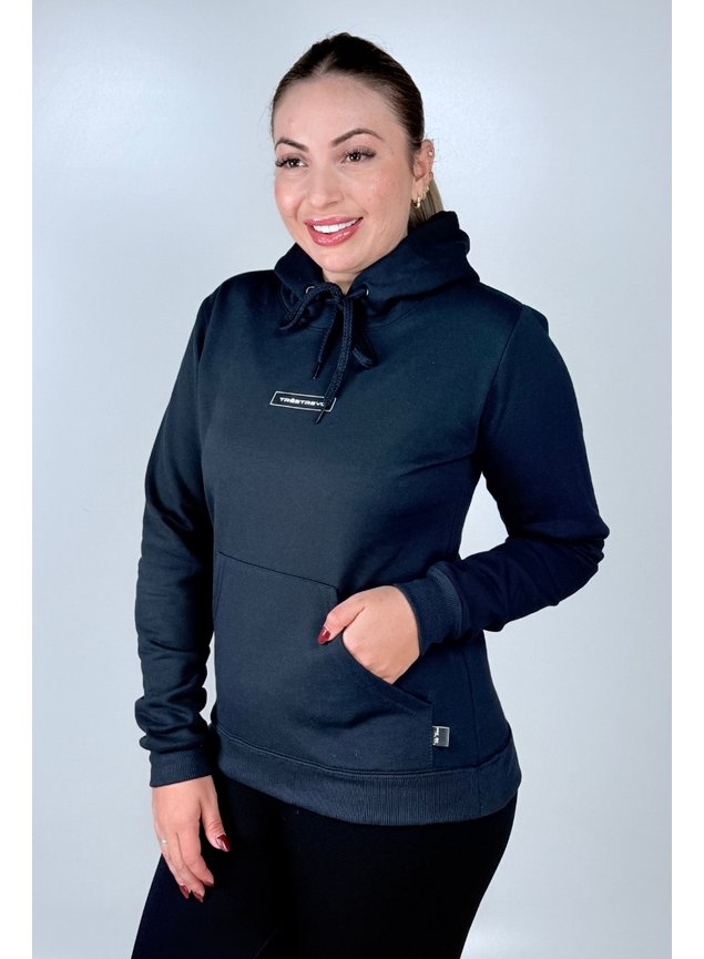 Casaco de Moletom Peluciado Feminino Preto