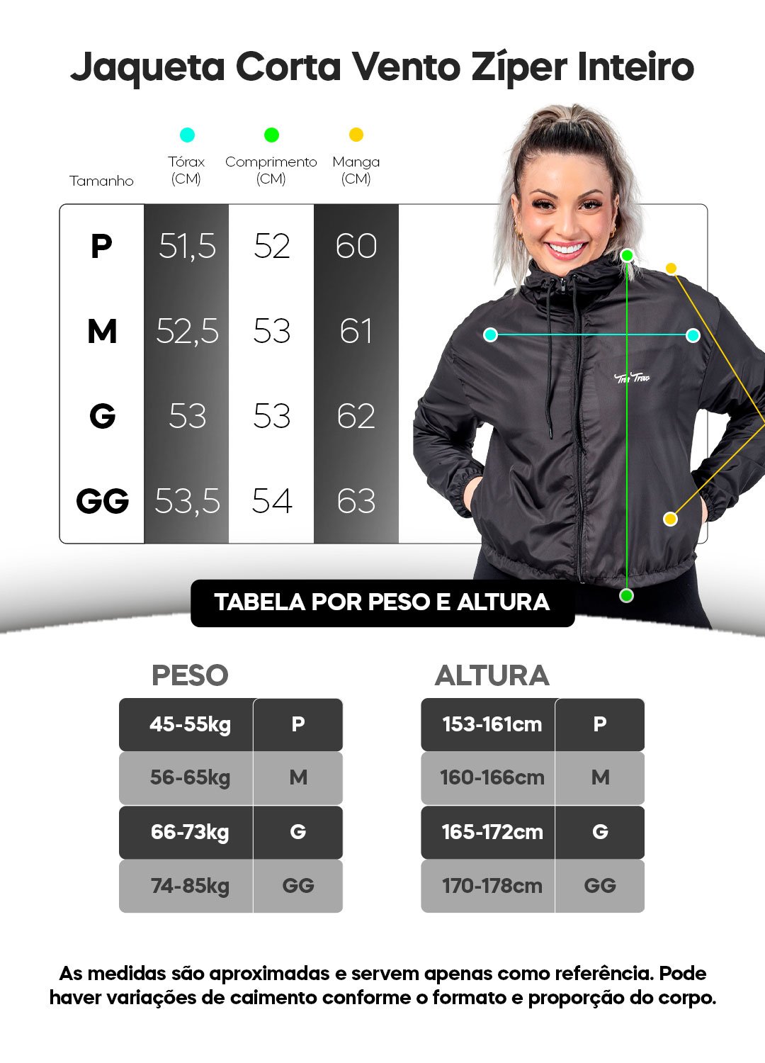 Corta Vento Feminina Ziper Inteiro